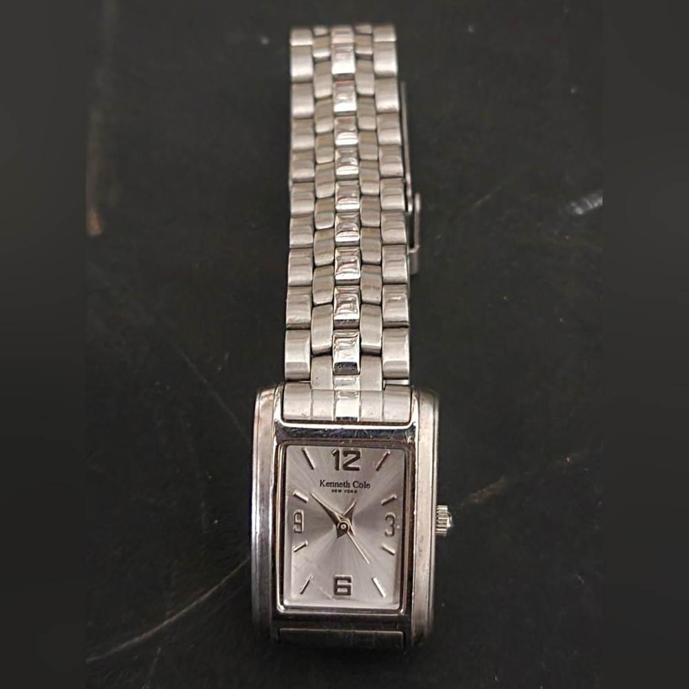 Womens Kenneth Cole New York Tank Watch New Yorker KC4109 Silver Stainless Steel